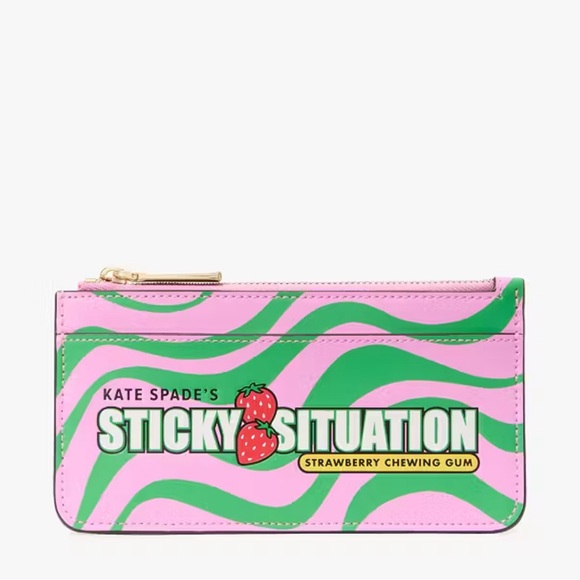 kate spade Handbags - NWT Kate Spade Bubble Gum Sticky Situation Slim Card Holder Leather Novelty